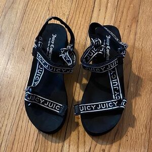 Juicy Couture Black & White Logo Strap Women's Sandals